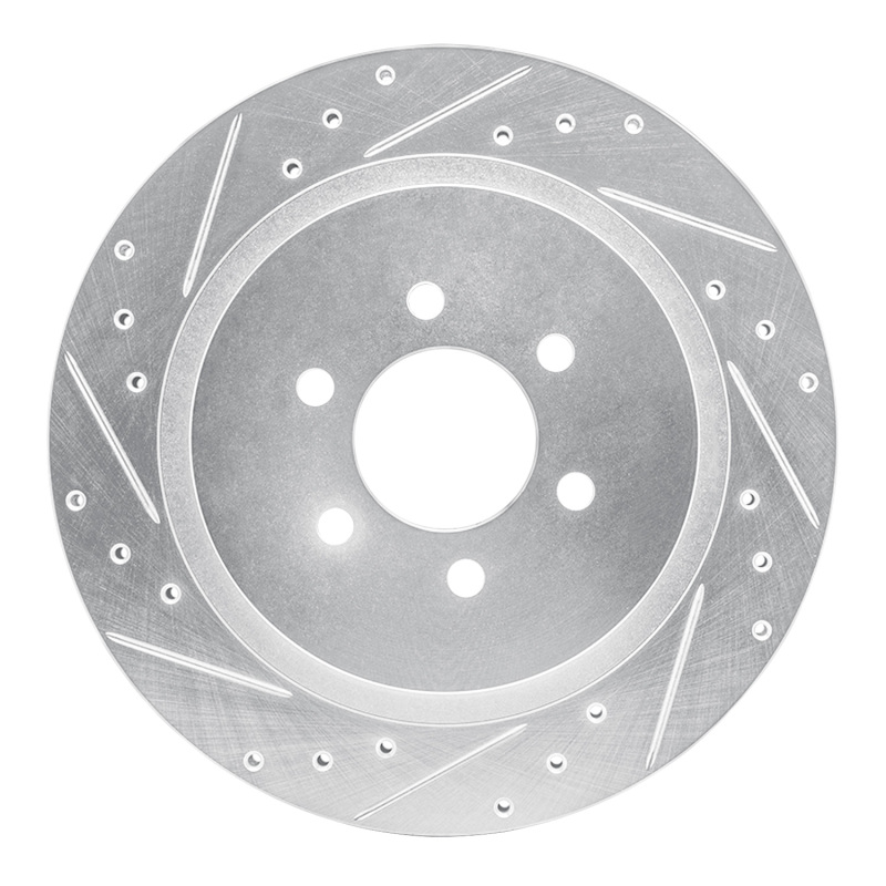 Dodge Viper Brake Rotor (1) - Rear Left - R1 Concepts - Drilled & Slotted - Silver - `92-`02